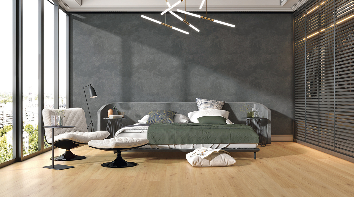 Classen UBERWOOD döşəməsi ilə müasir qonaq otağı